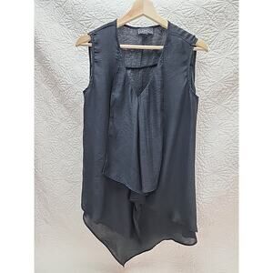 DH3 Womens Sleeveless Pullover Blouse Black Sheer Size Medium 20x24